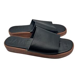 James Smith Stevie Black Leather Platform Slide On Sandals Size 40